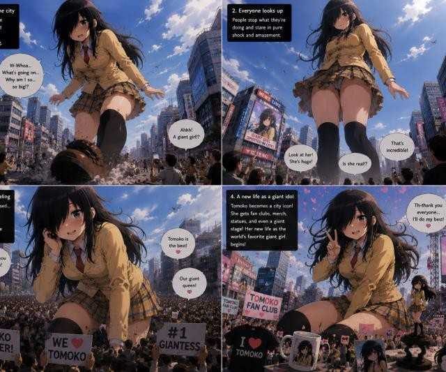 AI Generated – Giantess Tomoko Kuroki Daydream – AI-Generated Adult Art
